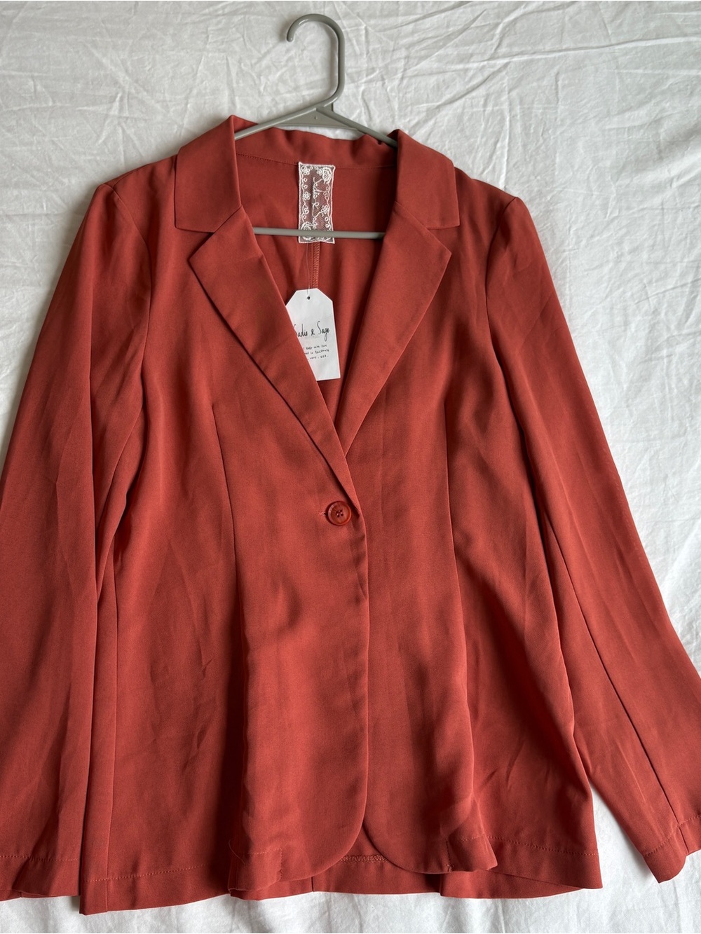 NWT Sadie & Sage Coral Orange Blazer Jacket Small Textured Lightweight Suit Coat